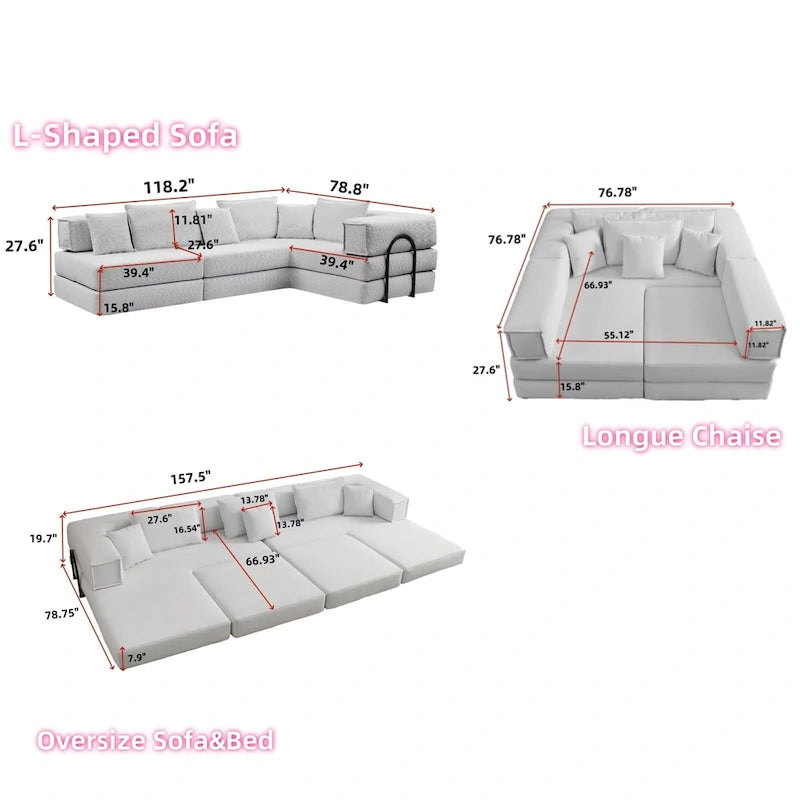 Divano componibile in velluto a coste nero/bianco/blu/marrone/grigio, fai-da-te a forma di L