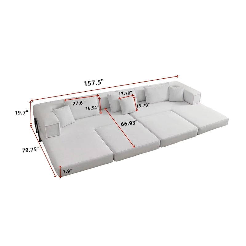Divano componibile in velluto a coste nero/bianco/blu/marrone/grigio, fai-da-te a forma di L