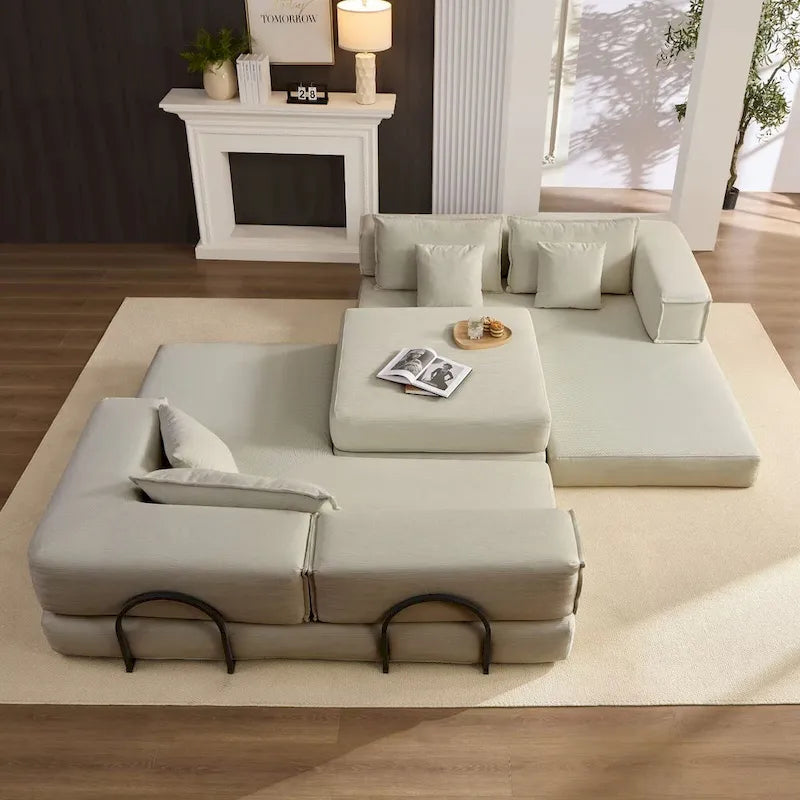 Divano componibile in velluto a coste nero/bianco/blu/marrone/grigio, fai-da-te a forma di L