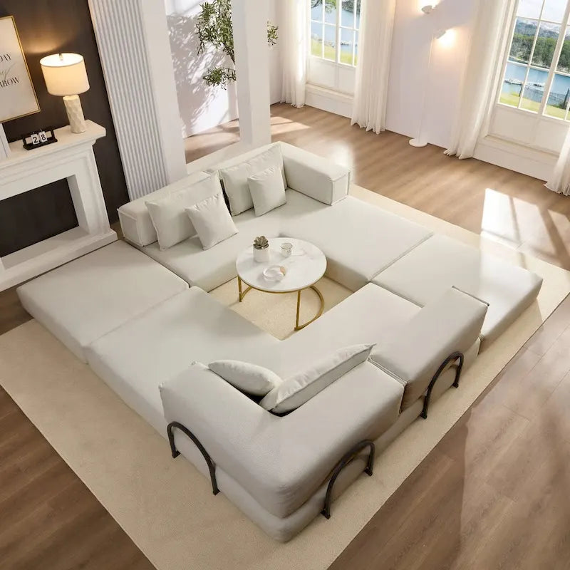 Divano componibile in velluto a coste nero/bianco/blu/marrone/grigio, fai-da-te a forma di L