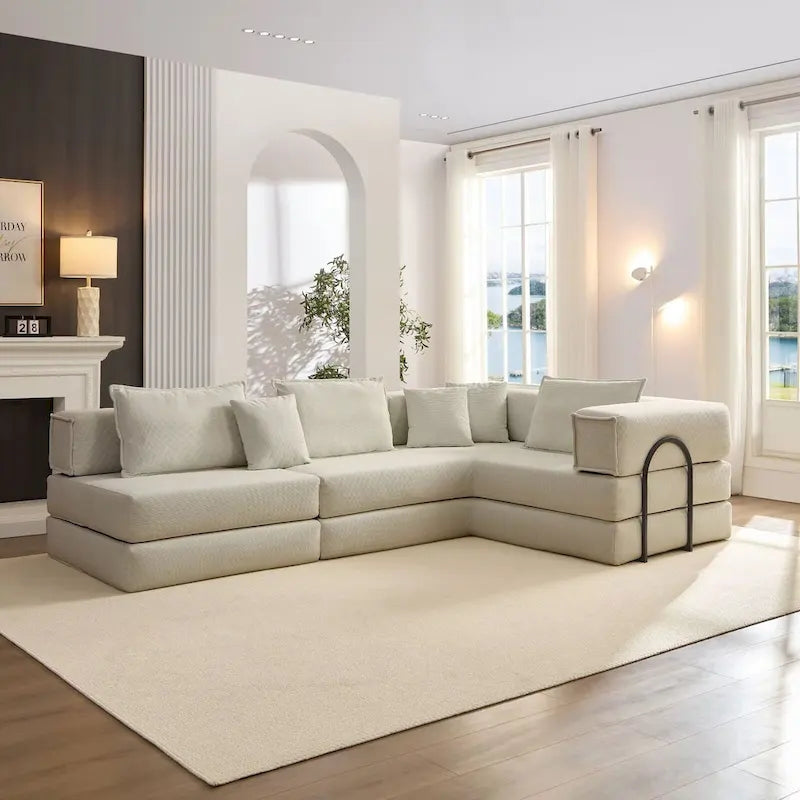 Divano componibile in velluto a coste nero/bianco/blu/marrone/grigio, fai-da-te a forma di L
