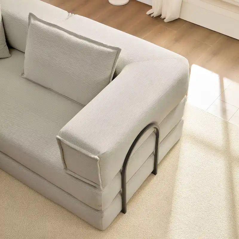 Divano componibile in velluto a coste nero/bianco/blu/marrone/grigio, fai-da-te a forma di L