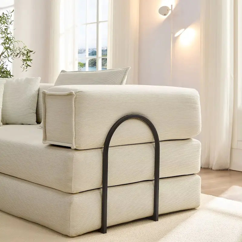 Divano componibile in velluto a coste nero/bianco/blu/marrone/grigio, fai-da-te a forma di L