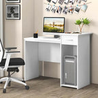 Scrivania bianca per computer con cassetto, monoposto