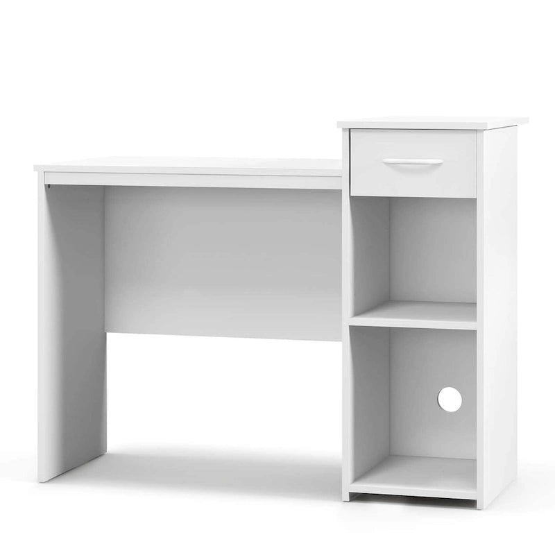 Scrivania bianca per computer con cassetto, monoposto