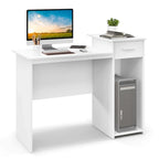 Scrivania bianca per computer con cassetto, monoposto