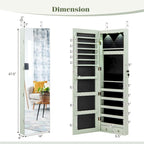 Armadietto portagioie con specchio e montaggio a parete o a porta – Bianco / Marrone / Verde / Rosa / Nero