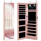 Armadietto portagioie con specchio e montaggio a parete o a porta – Bianco / Marrone / Verde / Rosa / Nero