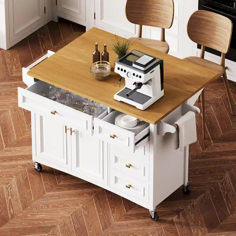 52 Kitchen Island With Drop Leaf(no include stool)