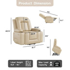 Poltrona Reclinabile Elevabile in Similpelle, con Funzione Calore e Massaggio, 1 Persona — Cognac / Caffè / Cuoio / Grigio / Beige