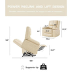 Poltrona Reclinabile Elevabile in Similpelle, con Funzione Calore e Massaggio, 1 Persona — Cognac / Caffè / Cuoio / Grigio / Beige