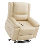 Poltrona Reclinabile Elevabile in Similpelle, con Funzione Calore e Massaggio, 1 Persona — Cognac / Caffè / Cuoio / Grigio / Beige