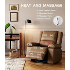 Poltrona Reclinabile Elevabile in Similpelle, con Funzione Calore e Massaggio, 1 Persona — Cognac / Caffè / Cuoio / Grigio / Beige