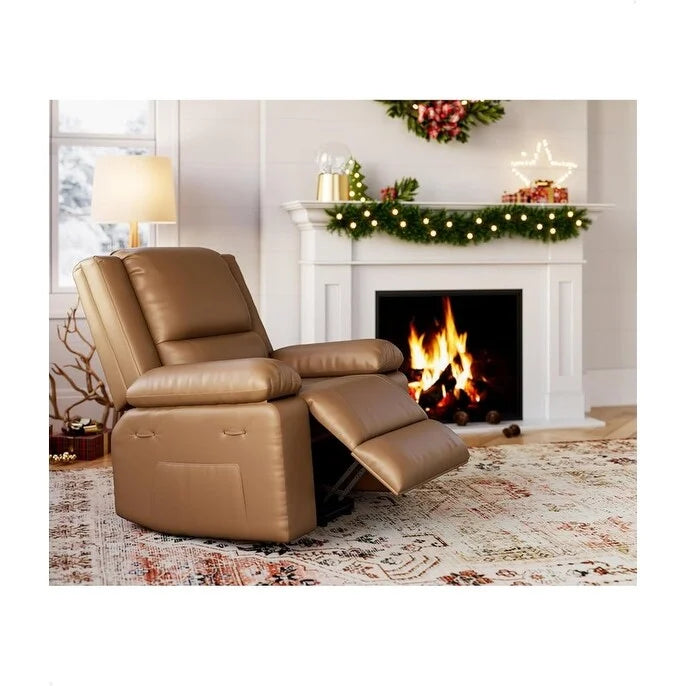 Poltrona Reclinabile Elevabile in Similpelle, con Funzione Calore e Massaggio, 1 Persona — Cognac / Caffè / Cuoio / Grigio / Beige
