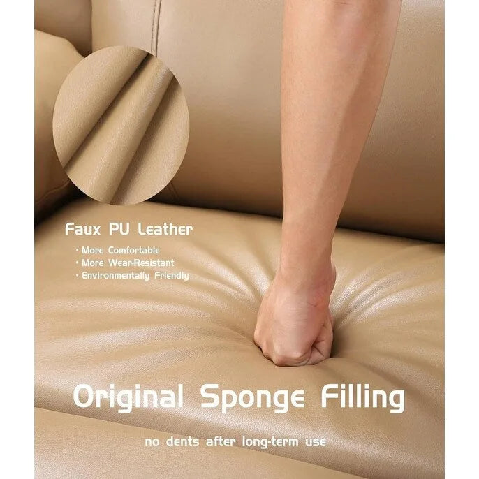 Poltrona Reclinabile Elevabile in Similpelle, con Funzione Calore e Massaggio, 1 Persona — Cognac / Caffè / Cuoio / Grigio / Beige
