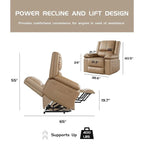 Poltrona Reclinabile Elevabile in Similpelle, con Funzione Calore e Massaggio, 1 Persona — Cognac / Caffè / Cuoio / Grigio / Beige