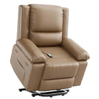 Poltrona Reclinabile Elevabile in Similpelle, con Funzione Calore e Massaggio, 1 Persona — Cognac / Caffè / Cuoio / Grigio / Beige