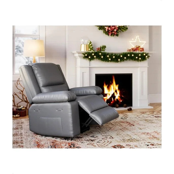 Poltrona Reclinabile Elevabile in Similpelle, con Funzione Calore e Massaggio, 1 Persona — Cognac / Caffè / Cuoio / Grigio / Beige