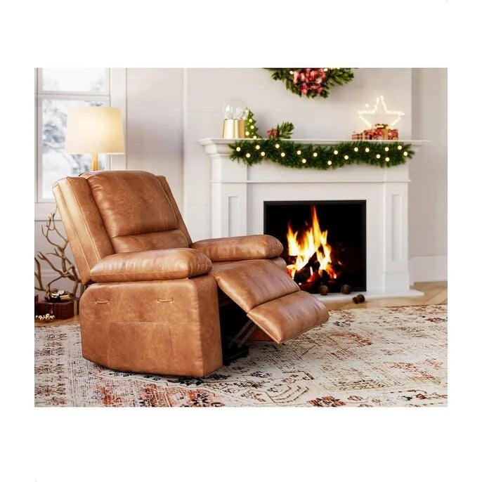 Poltrona Reclinabile Elevabile in Similpelle, con Funzione Calore e Massaggio, 1 Persona — Cognac / Caffè / Cuoio / Grigio / Beige