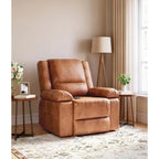 Poltrona Reclinabile Elevabile in Similpelle, con Funzione Calore e Massaggio, 1 Persona — Cognac / Caffè / Cuoio / Grigio / Beige