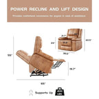 Poltrona Reclinabile Elevabile in Similpelle, con Funzione Calore e Massaggio, 1 Persona — Cognac / Caffè / Cuoio / Grigio / Beige