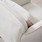 Poltrona singola moderna in velluto beige, gambe in metallo