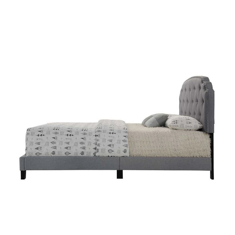Letto matrimoniale alla francese con piattaforma in tessuto grigio