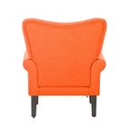 Erommy moderne accentstoel, fauteuil met hoge rugleuning, gestoffeerde stoffen fauteuil met knopen en houten poten voor de woonkamer
