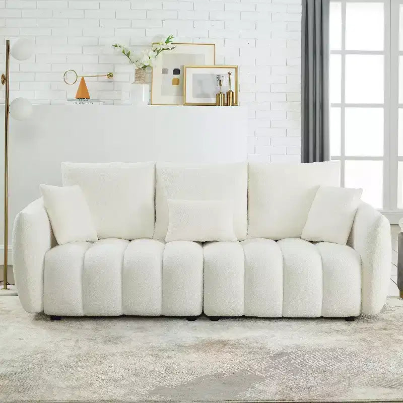 Sufan modern GDFStudio Alanna 79.5 miksi b’drapp Teddy għal 3 persuni b’imħaded
