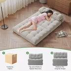 Zusammenklappbares Cord-Schlafsofa als Futon in Full-Größe, umwandelbarer Bodenschlafsessel mit Kissen und Rückenstütze