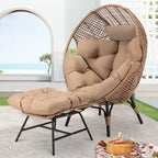 Sedia a uovo da interno FINCATI, sedia a uovo da esterno da 440 libbre, sedia a uovo oversize con pouf, sedia a uovo di lusso e confortevole con poggiapiedi