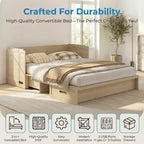 Mjkone Queen Size Convertible Murphy Cabinet Bed with Mattress, USB Charging, Storage Drawers