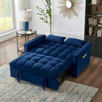 4 in1 Loveseat Sofa Bed with Armrests & Storage Pockets, Multi-Function Tufted Pull-out Sofa Bed with Adjustable Backrest