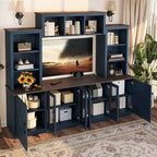 Moderne tv-kast voor een 55-inch tv met oplaadstation, mediaconsole met grote opbergkasten, entertainmentcentrum voor de woonkamer-Panipeachy