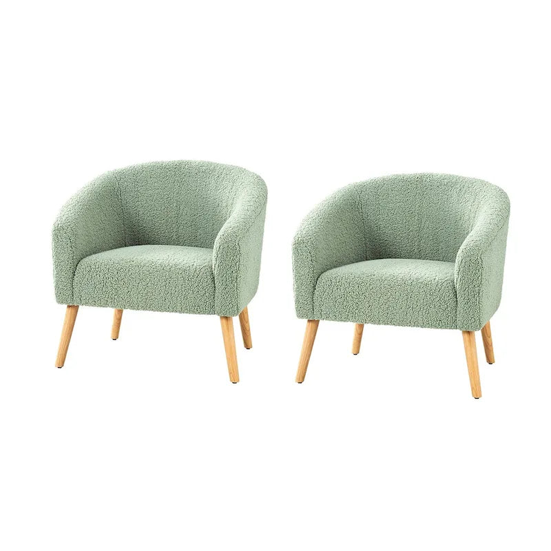 Sheila moderner 30 W Bouclé-Sessel mit Beinen aus Massivholz, 2er-Set von HULALA HOME