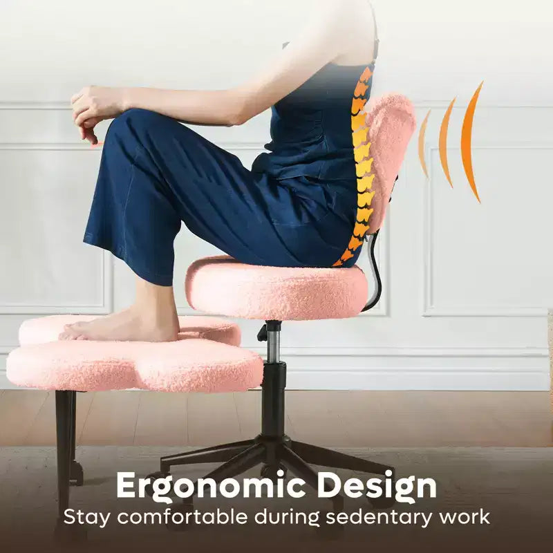 Pinmoco ergonomska uredska stolica s prekriženim nogama, podesiva meditacijska stolica, okretanje za 360°, lumbalna potpora, radna i uredska stolica, ADHD stolica