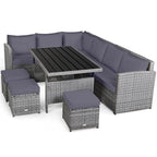 Costway 7-delige eethoek voor de patio van rotan, modulaire bank, fauteuil en voetenbank - Bekijk de details