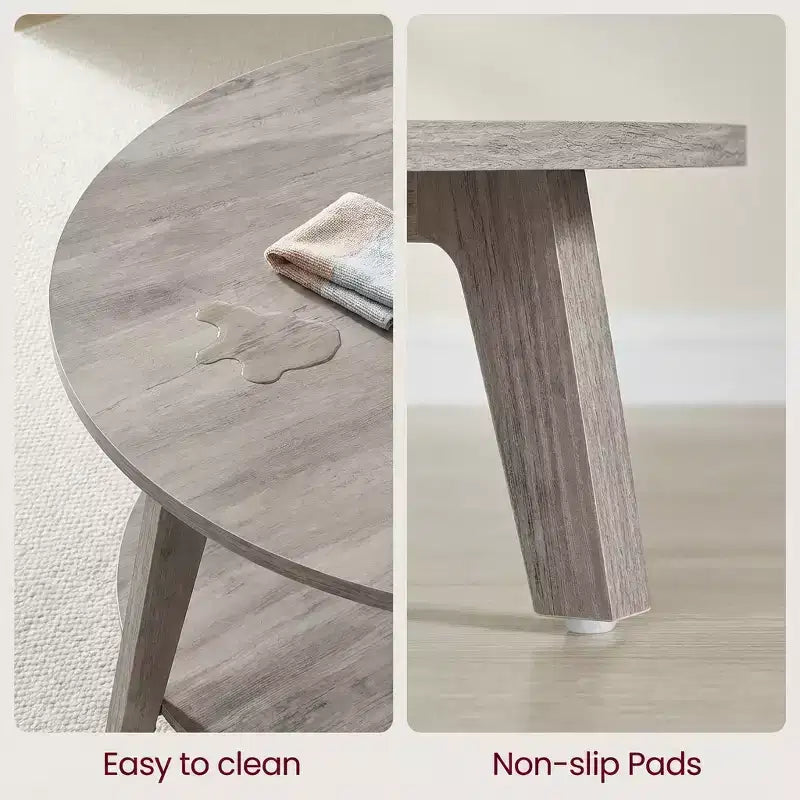 Honingbruine ronde salontafel met 2 opbergniveaus, 31,5 x 17,7 inch, ideaal voor de woonkamer