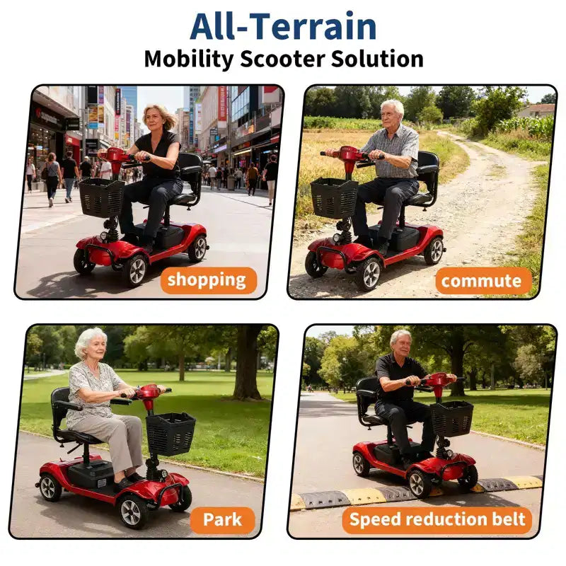 Scooter elettrico pieghevole a 4 ruote per adulti, portata di 330 LBS, per uso all'aperto