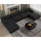 138' umbaubares modulares Ecksofa, U-förmige minimalistische Samtsofas