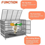 BOSSIN 48/38 inch Heavy Duty Indestructible Dog Crate, Escape Proof Dog Cage Kennel with Lockable Wheels
