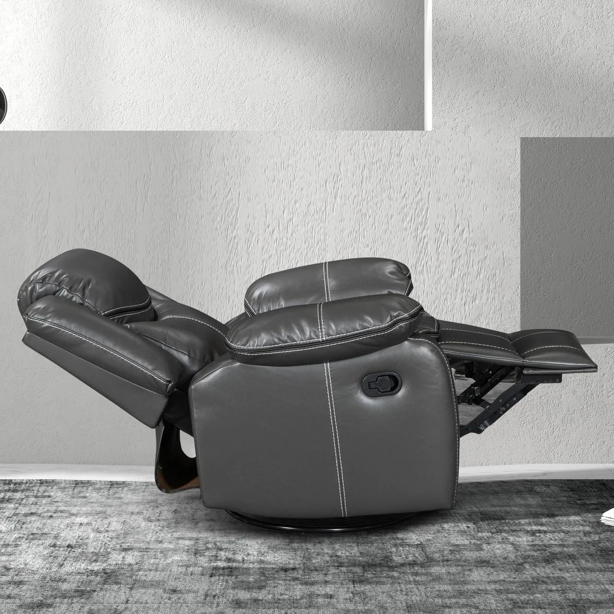 Geräumiger Relaxsessel aus strapazierfähigem Leder mit Massage- und Wärmefunktion