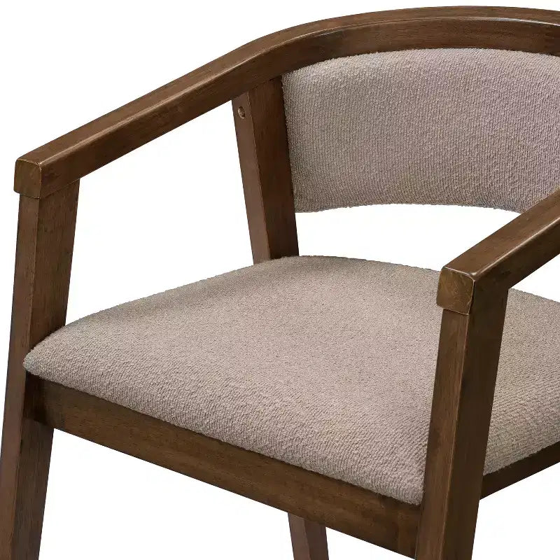 Christopher Knight Home Simon 5-teiliges Esszimmer-Set aus Gummibaumholz im Mid-Century-Modern-Stil mit Bouclé-gepolsterten Stühlen