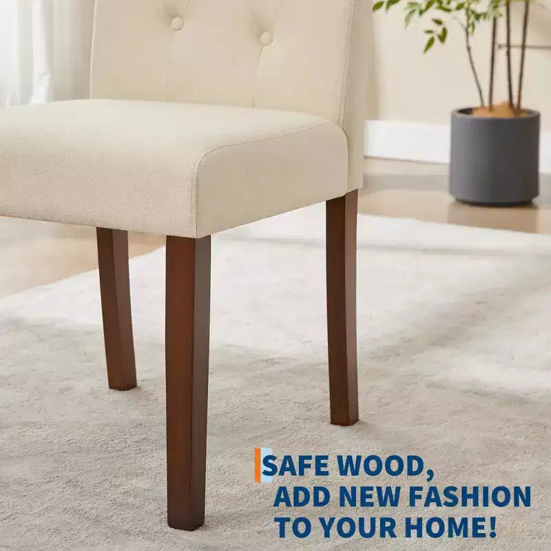 Parsons-eetkamerstoelen met knopen en capitonnering, set van 6 / 4 – gestoffeerde keukenstoelen met houten poten en gewatteerde zittingen – meubels voor woonkamer en keuken