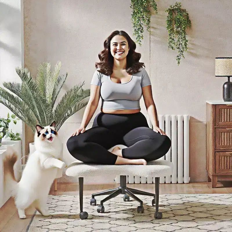 Pinmoco ergonomska uredska stolica s prekriženim nogama, podesiva meditacijska stolica, okretanje za 360°, lumbalna potpora, radna i uredska stolica, ADHD stolica