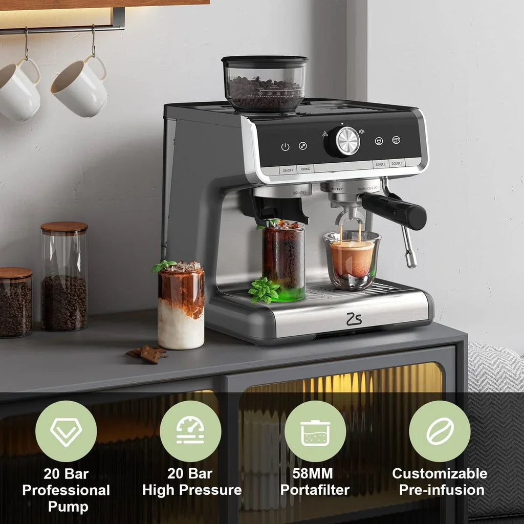 Aparat za espresso kavu s mlincem, spremnik za vodu od 2.8 L
