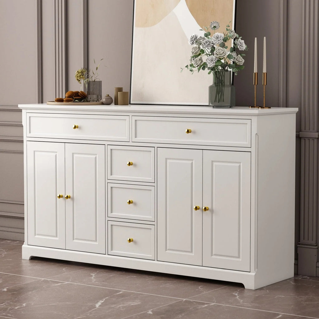 59,1' Sideboard-Buffet in Weiß, Mid-Century-Modern, zeitgemäß lackiert