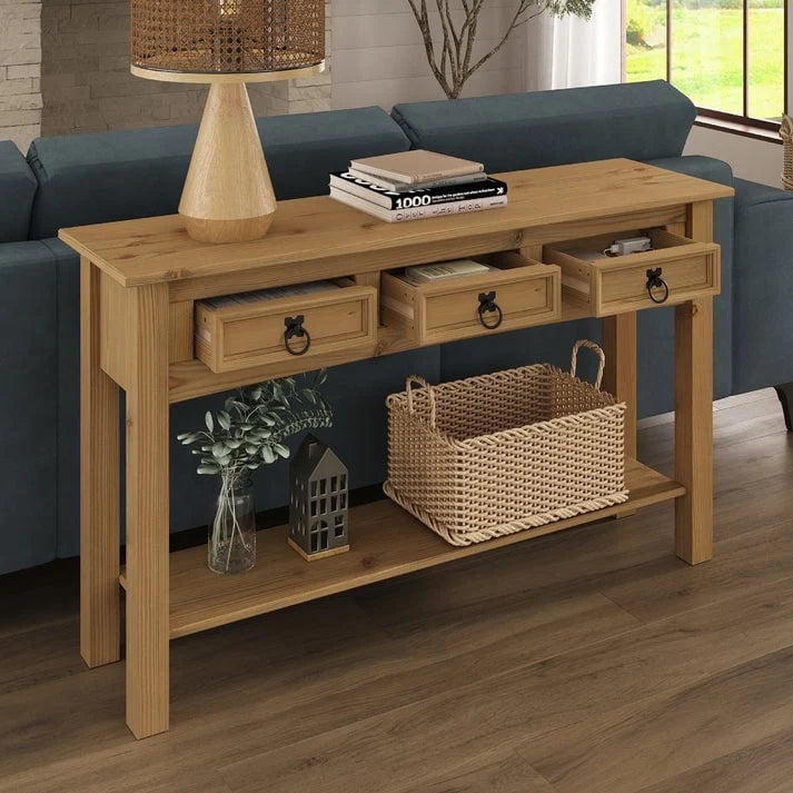 Houten haltafel, consoletafel met 3 laden Corona | Furniture Dash - N.v.t.