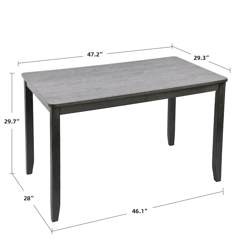 Set da pranzo composto da 5 pezzi in legno massello, 47 L (1 tavolo + 4 sedie con schienale a doghe)
