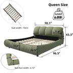 MAYEERTY luxe gestoffeerd platformbed voor queensize matras met extra groot gewatteerd hoofdbord en massief houten frame, groen